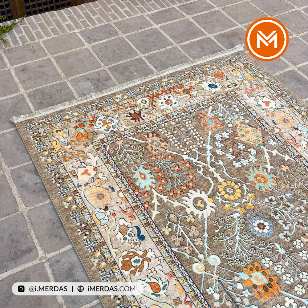 فرش کهنه نما کد 22213 زمینه تمام رنگ